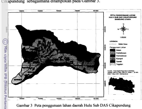 Tabel  5  Luas penggunaan lahan daerah hulu sungai Cikapundung  berdasarkan kelerengan 