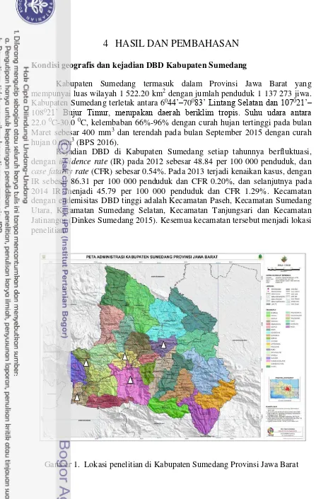 Gambar 1.  Lokasi penelitian di Kabupaten Sumedang Provinsi Jawa Barat       