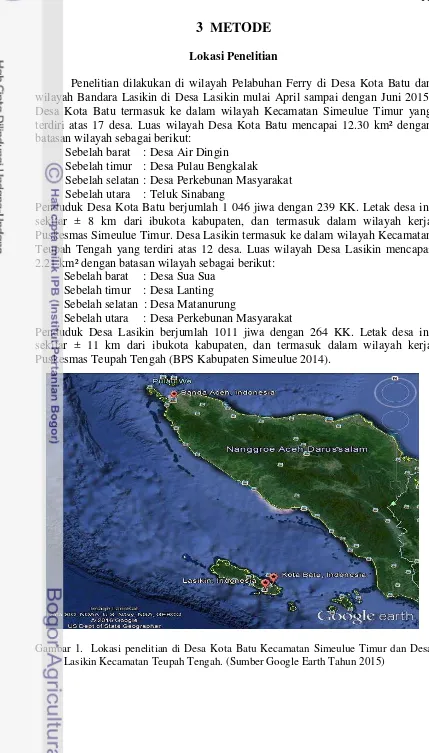 Gambar 1.  Lokasi penelitian di Desa Kota Batu Kecamatan Simeulue Timur dan Desa   