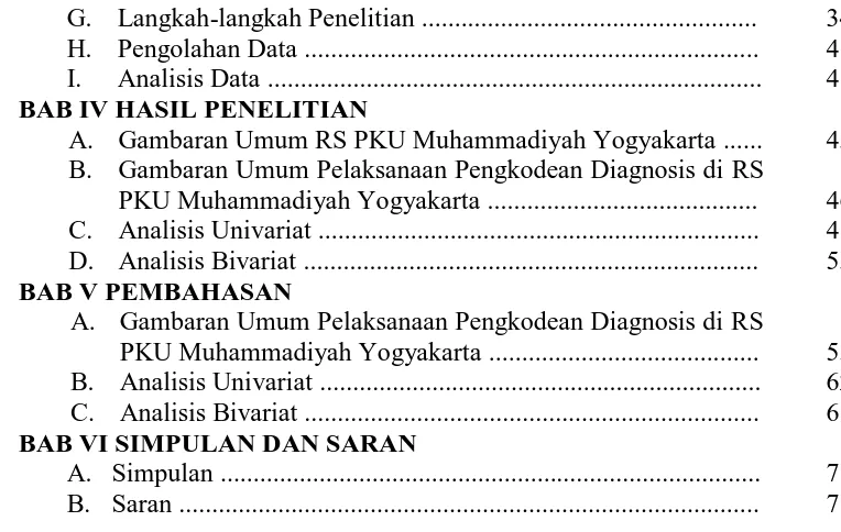 Gambaran Umum Pelaksanaan Pengkodean Diagnosis di RS PKU Muhammadiyah Yogyakarta ........................................