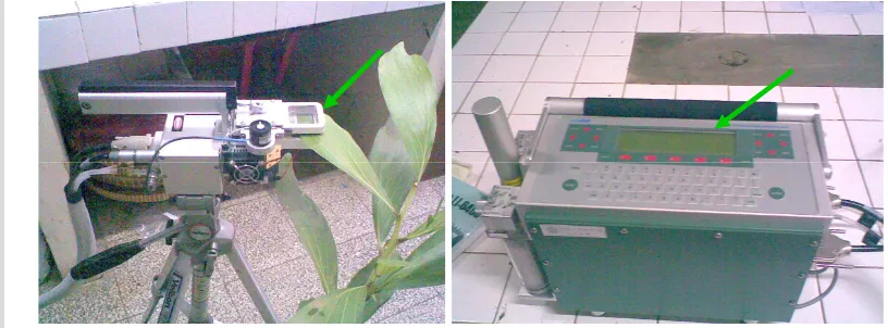 Gambar 3. Cup/ leaf chamber (kiri), dan monitor Recording data (kanan) 