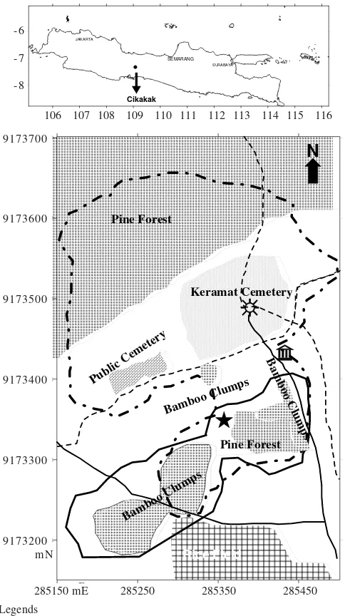 Figure 1. Research location and home ranges of troops (G1 and G2)