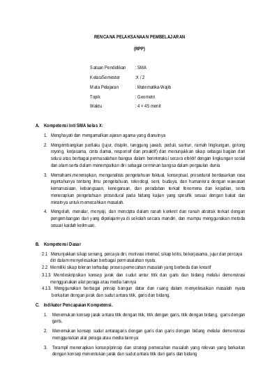 RPP Model Pembelajaran Project Based Learning