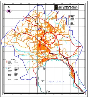 Gambar 1.1. Peta Jaringan Jalan Kota Bandar Lampung 