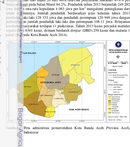 Gambar 1  Peta adminitrasi pemerintahan Kota Banda Aceh Provinsi Aceh, 