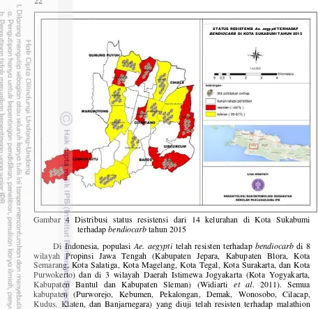 Gambar 4 Distribusi status resistensi dari 14 kelurahan di Kota Sukabumi 