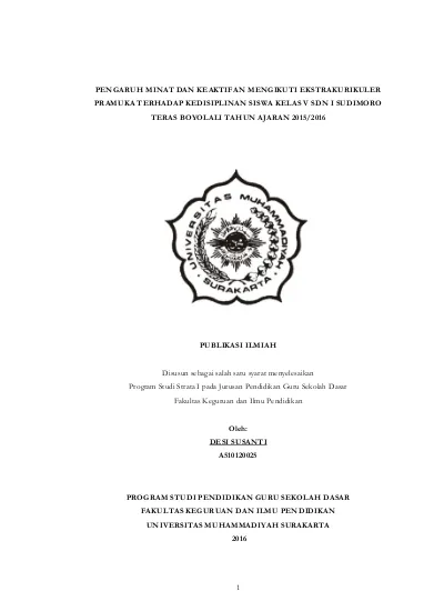 PENGARUH MINAT DAN KEAKTIFAN MENGIKUTI EKSTRAKURIKULER PRAMUKA TERHADAP ...