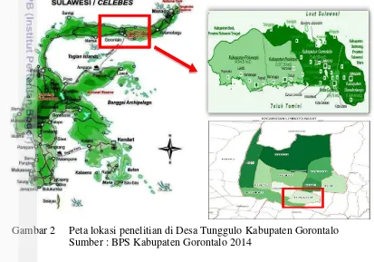 Gambar 2    Peta lokasi penelitian di Desa Tunggulo Kabupaten Gorontalo 