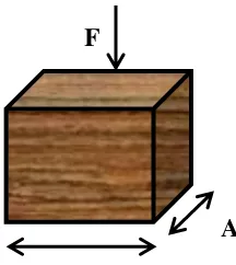 Gambar 3 balok kayu dengan luas alas A yang ditekan oleh gaya 