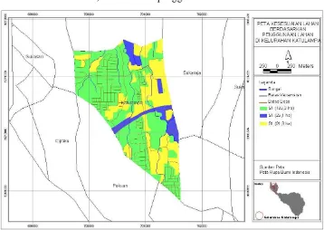 Gambar 13. Peta kesesuaian lahan perumahan di Hulu bagian bawah (Kelurahan                      Katulampa) berdasarkan penggunaan lahan