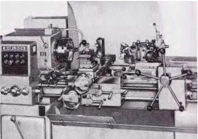 Figure 2.1: The engine lathe is the most common lathe found in a machine shop (Krar et al