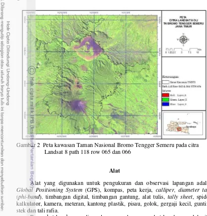 Gambar 2 Peta kawasan Taman Nasional Bromo Tengger Semeru pada citra