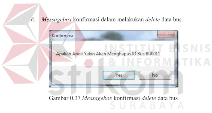 Gambar 0.37 Messagebox konfirmasi delete data bus 
