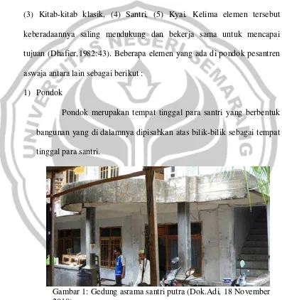 Gambar 1: Gedung asrama santri putra (Dok.Adi, 18 November 