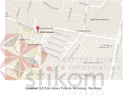 Gambar 2.2 Peta lokasi Telkom Ketintang, Surabaya 