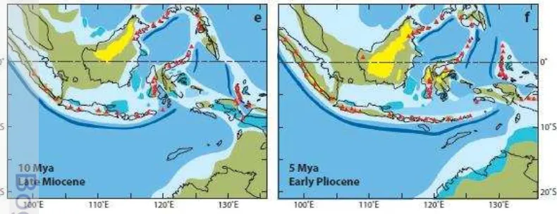 Figure 1 Late Miocene and Early Pliocene reconstructions of land and sea in the 