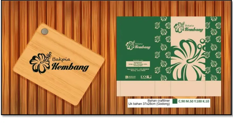 Gambar diatas merupakan desain logo dan kemasan produk Bakpia Kembang.  