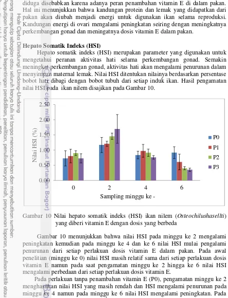 Gambar 10 Nilai hepato somatik indeks (HSI) ikan nilem (Osteochilushasellti) 