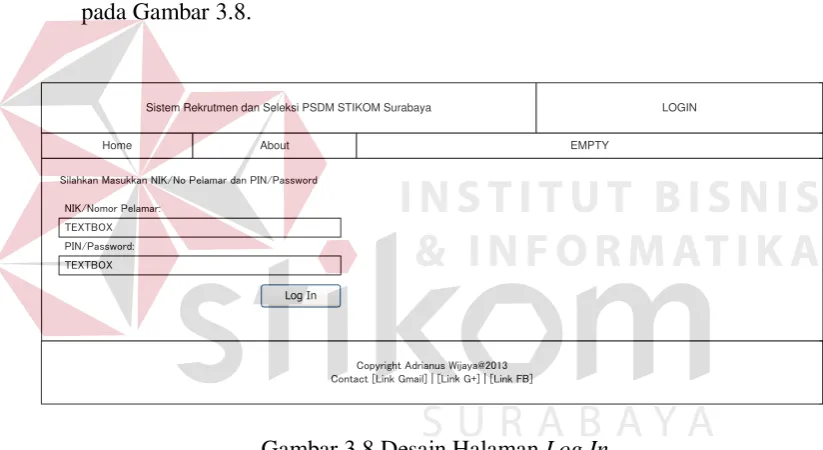 Gambar 3.8 Desain Halaman Log In 