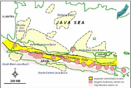 Gambar 1.  Geological setting of Java (Satyana,2003) 