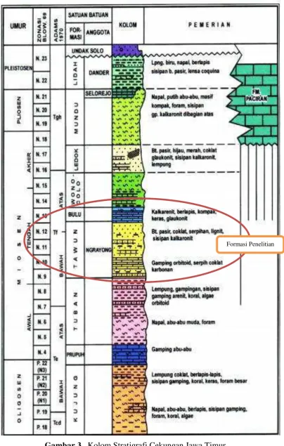 Gambar 3.  Kolom Stratigrafi Cekungan Jawa Timur 