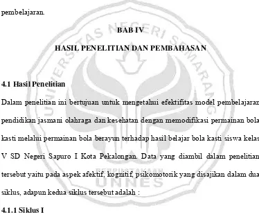 Tabel 4.1. Pemahaman siswa pada aspek kognitif ( siklus 1 ) 