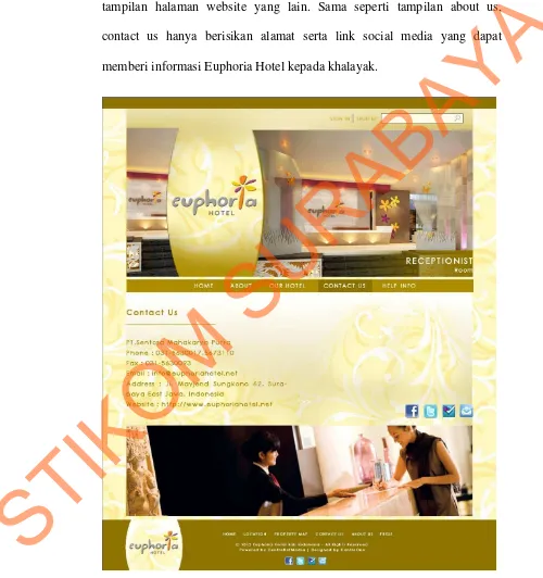 Gambar 5.4  Halaman Contact Us  pada website Euphoria Hotel 