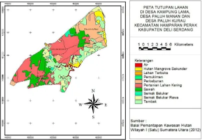 Gambar 1. Peta Tutupan Lahan di Kecamatan Hamparan Perak pada Tahun 2012 