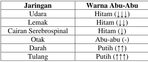 Gambar 2.5. Efek transmisi sinar-X pada dua bahan yang berbeda 