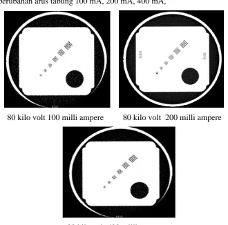 Gambar 4.1.  Citra CT Scan phantom  dengan variasi faktor ekspose 