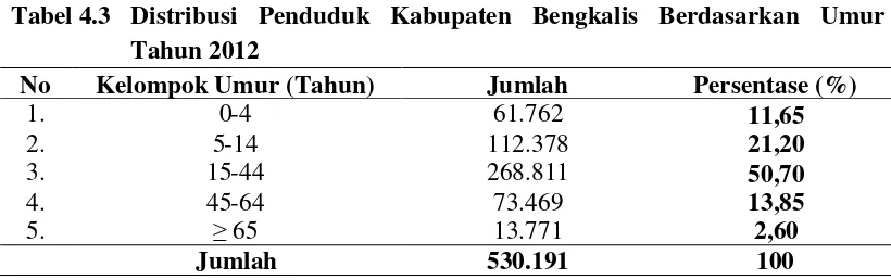 Tabel 4.4 Distribusi Sarana Kesehatan di Kabupaten Bengkalis Tahun 2012