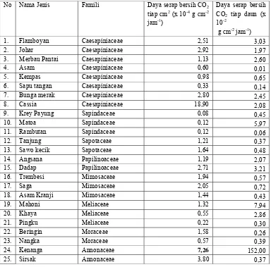 Tabel 4  Daya serap karbondioksida tiap waktu 