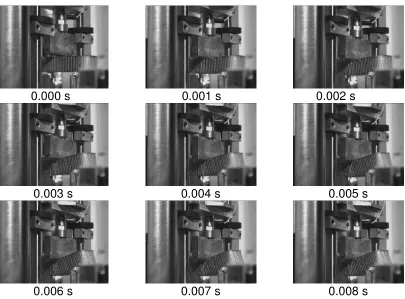 Fig. 5. Load-time history due to the pierce of bar indentor into different thicknesses of panels