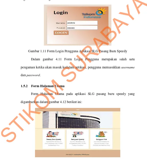 Gambar 1.12 Form Halaman Utama Aplikasi SLG Pasang Baru Speedy 