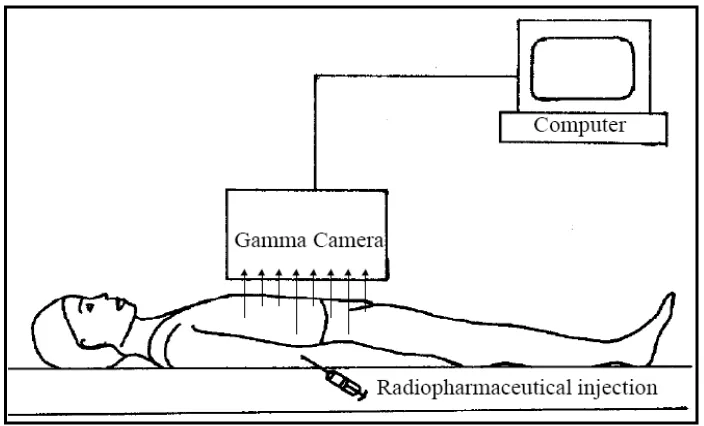 Figure 2.1.1.1: Schematic diagram of the production of radionuclide images using a 