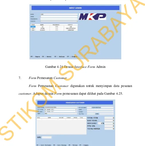 Gambar 4.25 Desain Interface Form Pemesanan Customer 