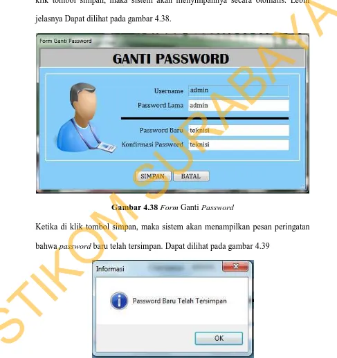 Gambar 4.39 Form Ganti Password pesan informasi berhasil 