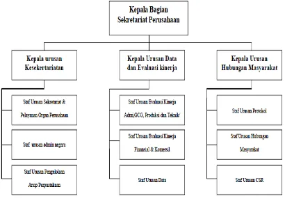Gambar  : 2.3 Struktur Organisasi Bagian Sekretariat Perusahaan Sumber  : PT.Perkebunan Nusantara III ( Persero) Medan (2015) 