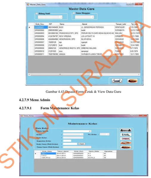 Gambar 4.44 Desain Form Maintenace Kelas 