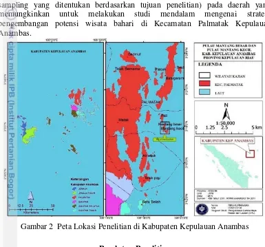 Gambar 2  Peta Lokasi Penelitian di Kabupaten Kepulauan Anambas 