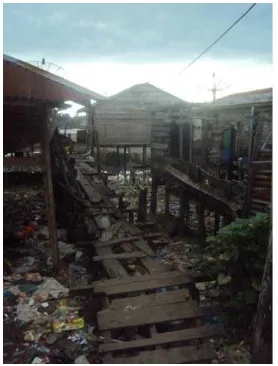 Gambar 1.1: keadaan lingkungan masyarakat Kelurahan Keramat Kubah yang dipenuhi dengan sampah dan tidak terdapat pembuangan sampah, seperti tong sampah dan sebagainya