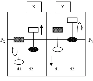 Gambar 5 merupakan rangkuman dari tiga kasus di interaksi di antara pasar memperlihatkan skema X  dan Y  yang atas