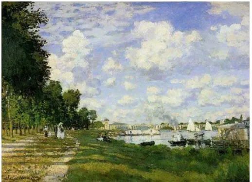 Gambar 5. Contoh lukisan yang yang menunjukan ruang Claude Monet “ The Basin at Argenteuil” (Sumber: Internet) 