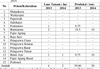 Tabel 2. Luas Tanam dan Produksi Ubi Kayu Kecamatan Pringsewu Tahun 2013-