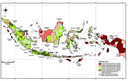 Gambar 2. Peta Kerentanan Terhadap Kerawanan Pangan Indonesia 2009 (DKP, 2009) 