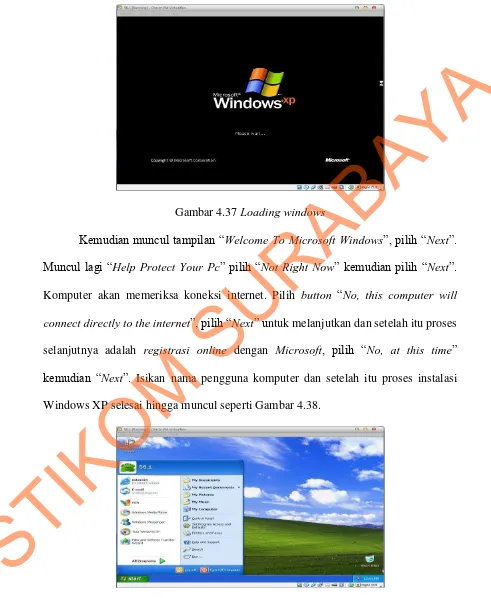 Gambar 4.38 Dekstop awal Windows XP 