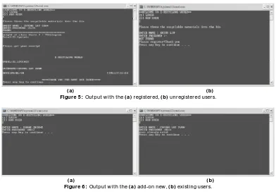 Figure 5:      (a)                                                                                                          (b) Output with the (a) registered, (b) unregistered users