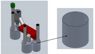 Figure 7:   Storage tank model (right) that will be analyzed.  
