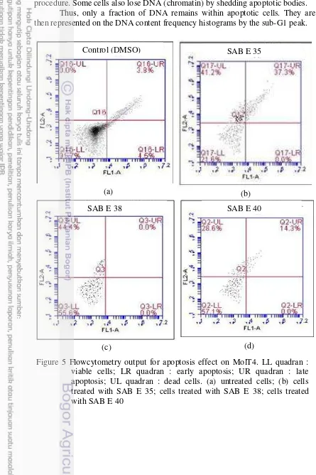 Figure 5 Flowcytometry output for apoptosis effect on MolT4. LL quadran : 