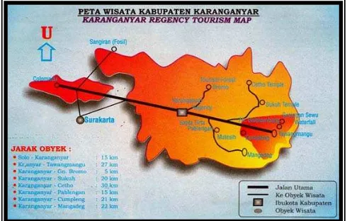 Gambar I.1. Peta Wisata Kabupaten Karanganyar. Sumber : www.karanganyar.com, 17-04-09